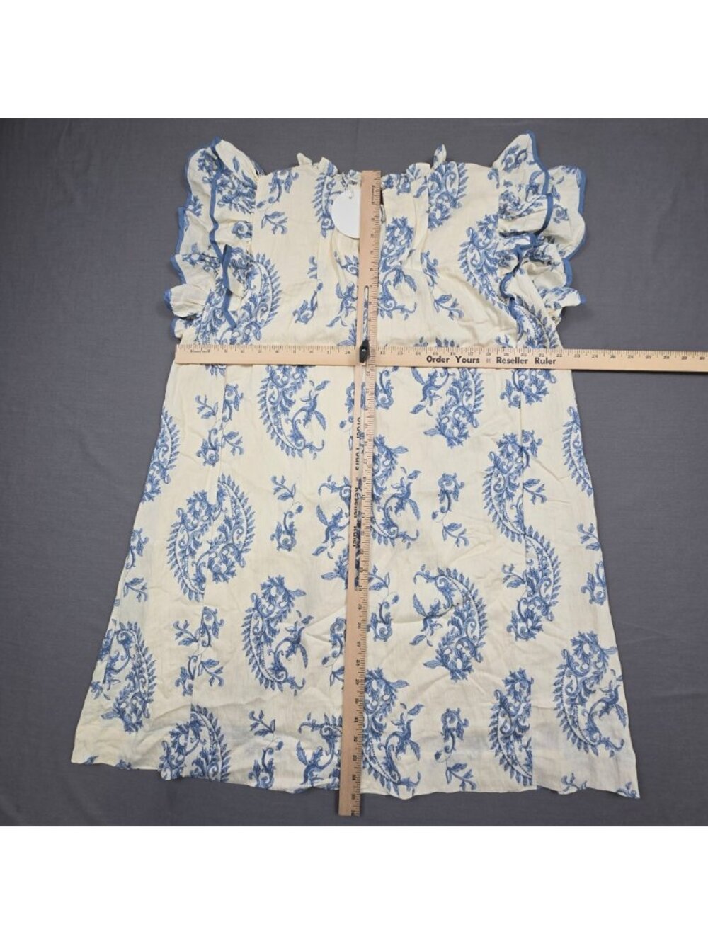 NEW Umgee XL Ruffle Sleeve White Blue Floral Cottage Core Babydoll Dress Boho - Picture 4 of 4